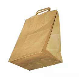 Sac traiteur kraft marron poignées plates 26+17x30cm (5D00)